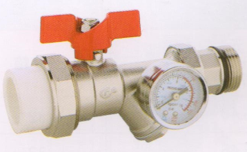 呂豐分水器閥門_LF226 PP-R帶過濾器活接球閥（帶壓力表）